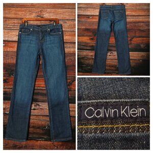 Calvin Klein Vintage Jeans Size 10 Slim Straight Dark Fade Wash Blue Denim